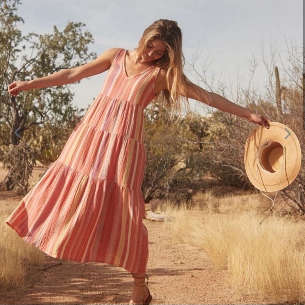 Marine Layer Pink and Cream Striped Maxi Dress